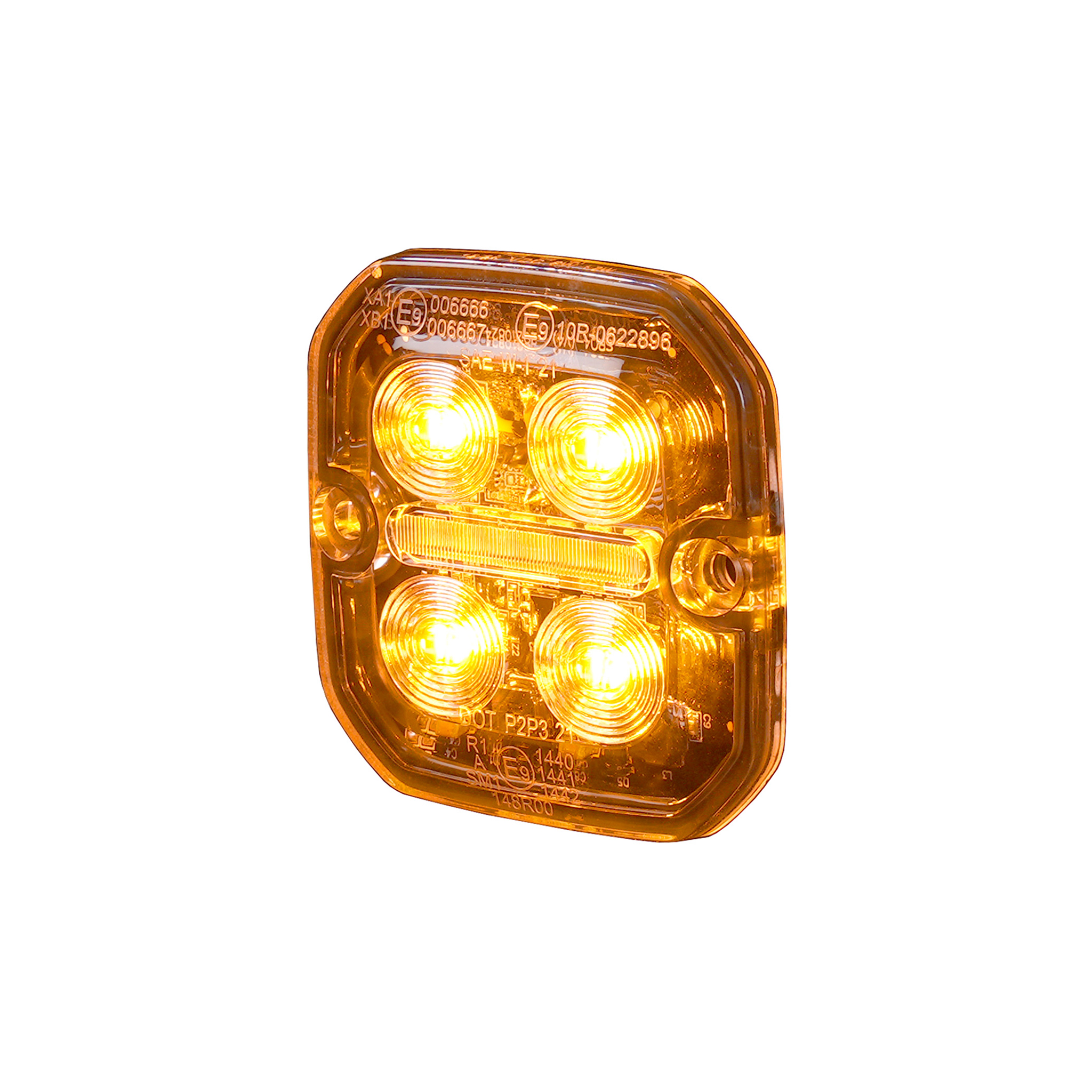 Varningsljus / Positionsljus Purelux Strobe Ultra Slim Square - Vit/Röd / 12/24V / 8W / 60 mm, 1 st