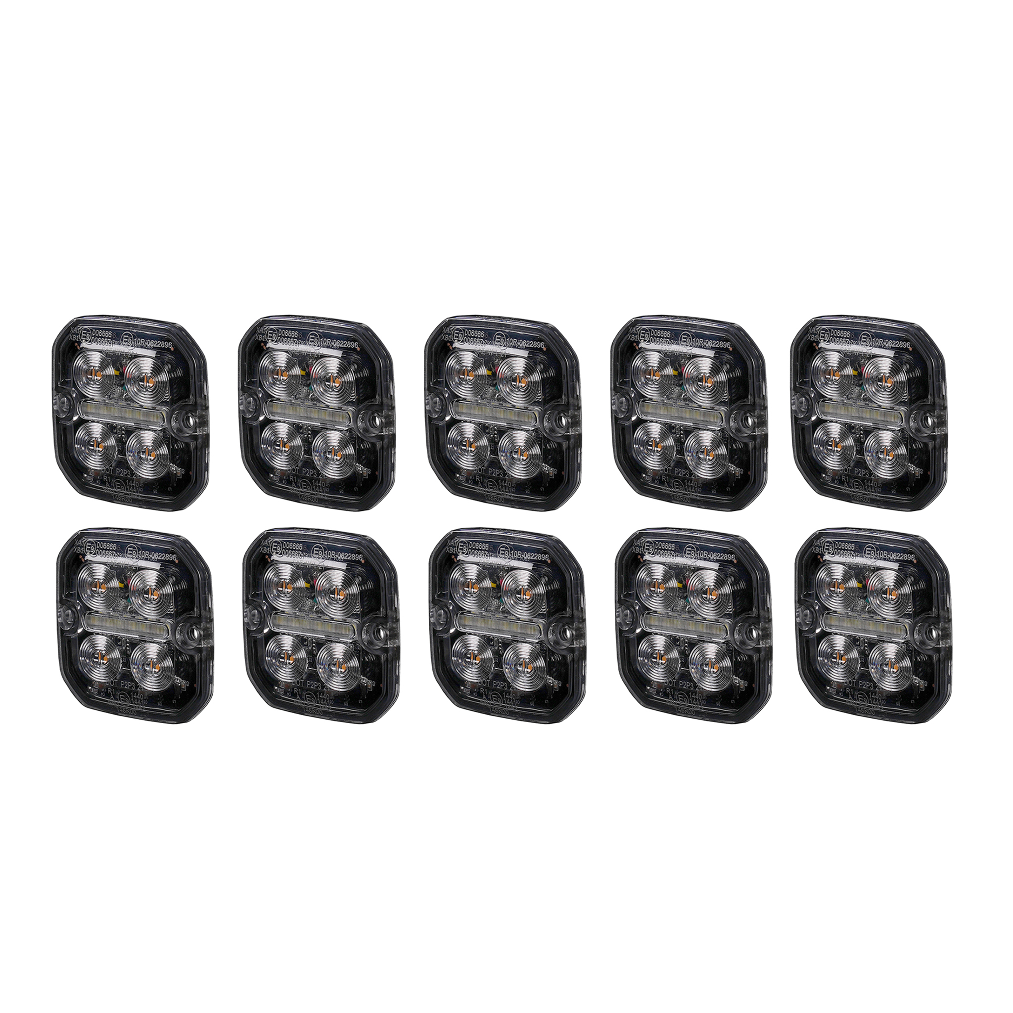 Varningsljus / Positionsljus Purelux Strobe Ultra Slim Square - Vit/Röd / 12/24V / 8W / 60 mm, 10 st