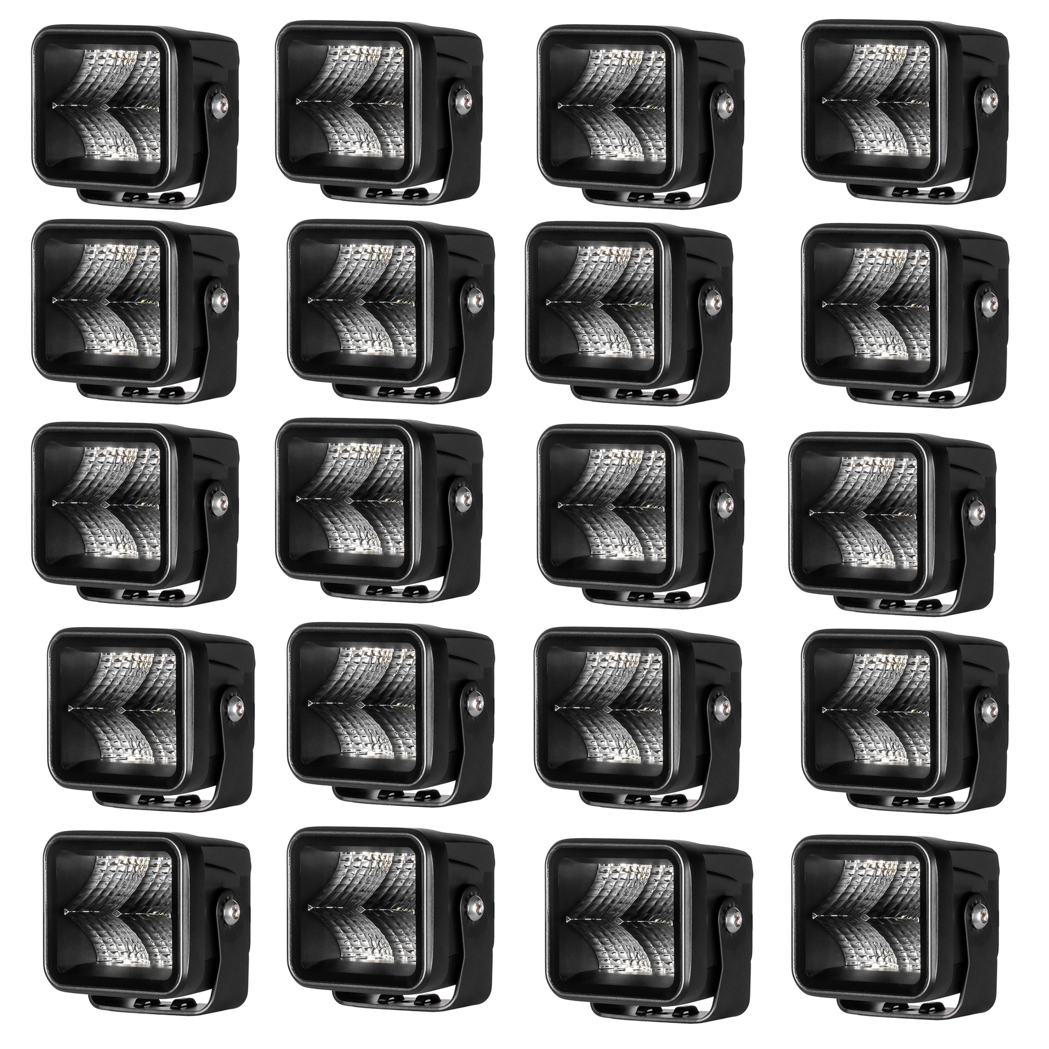Arbetsbelysning Purelux Terrain Black Square Flood - 7 cm / 20W / Bred, 20 st