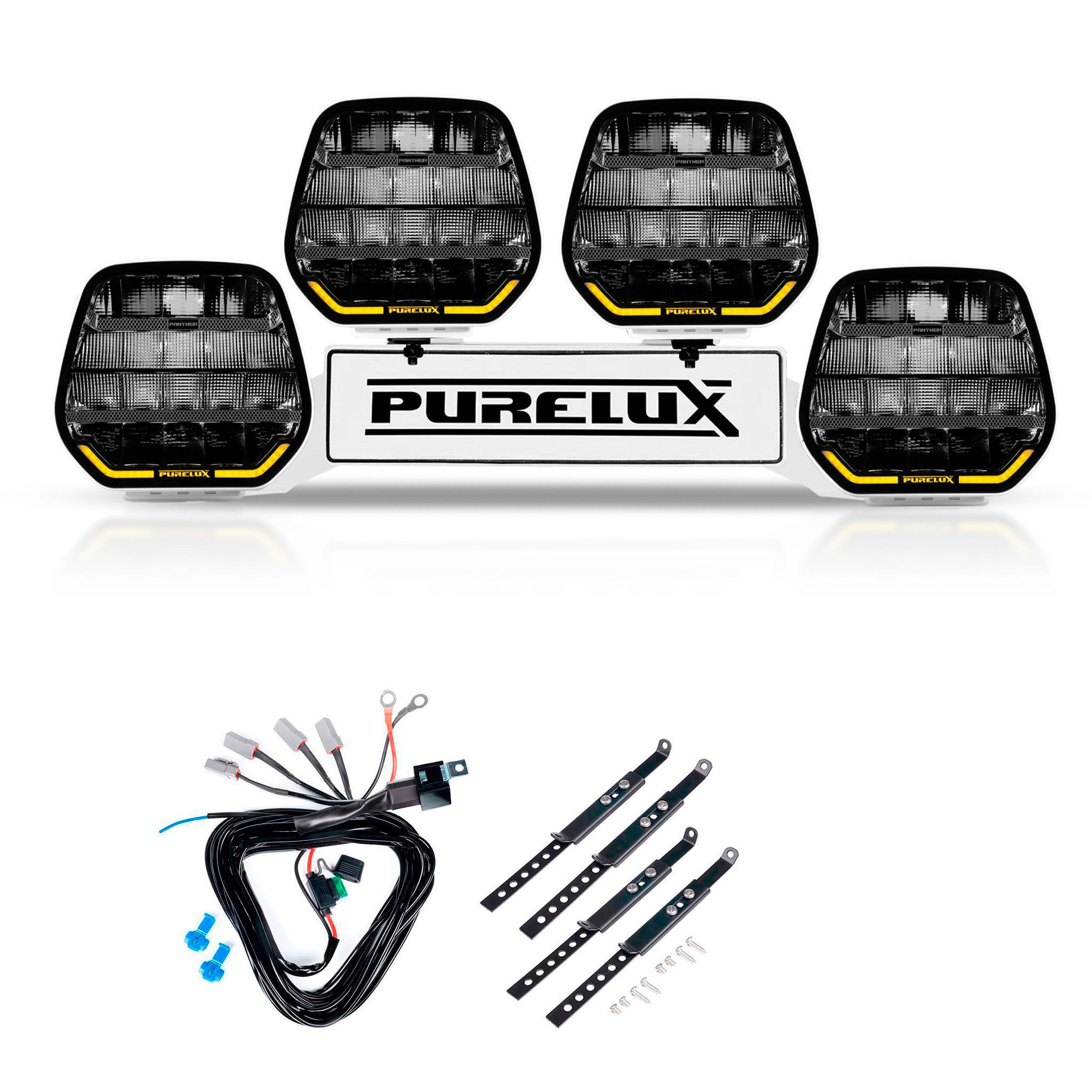 Extraljus Purelux Panther 9 White - Rund / 23 cm / 210W, 4 st - Komplett paket (WRC)