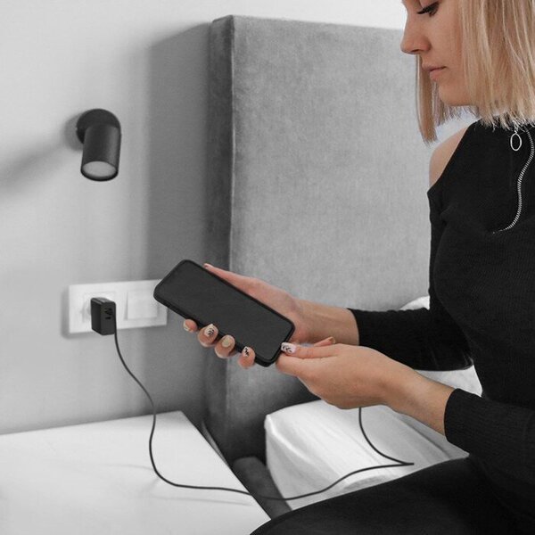 Qoltec 52379 Super Quick PD -laturi | 1xUSB-C | 65W | 5-20V | 3-3,25A | Musta