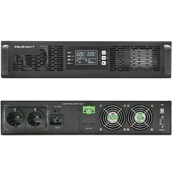 Qoltec Virtalähde keskeytymättömälle ups-telineelle 3kva 3000w LCD epo usb