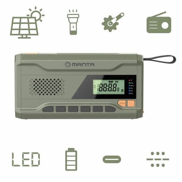 Radio aurinkoakulla ja dynamolla Manta RDI401G