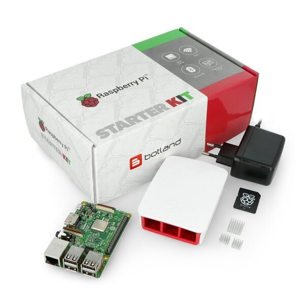 Raspberry Pi 3B WiFi + 32Gt microSD + lisävarusteet
