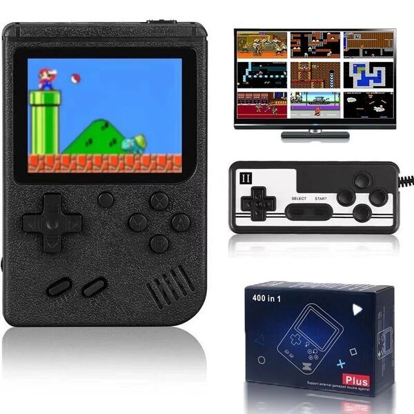 Retro kannettava minivideopelikonsoli Sisäänrakennettu 400 pelin AV-lähtö 3,0 tuuman LCD-näyttö Lasten lahja 8-bittinen kädessä pidettävä pelisoitin