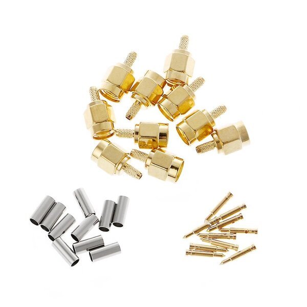RF-liitin SMA Male Plug, RG174 RG316 LMR100, 10 kpl