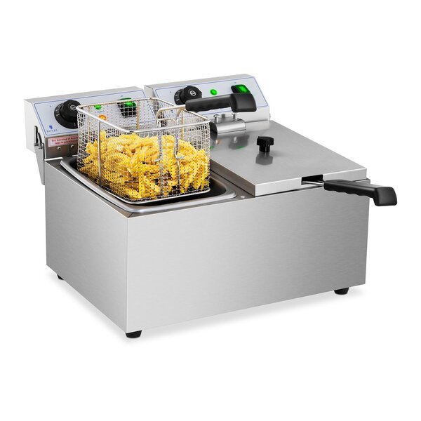 Sähköinen kaksoisrasvakeitin 230 V, 2 x 3200W, 2 x 8 L, ruostumaton teräs