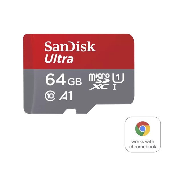 Sandisk atminties kortelė Ultra Android microSDXC 64GB 140MB/s A1 Cl.10 UHS-I + adapteris