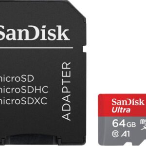 SanDisk Ultra MicroSDXC 64GB muistikortti (140 MB/s, A1 Luokka 10 UHS-I) + sovitin
