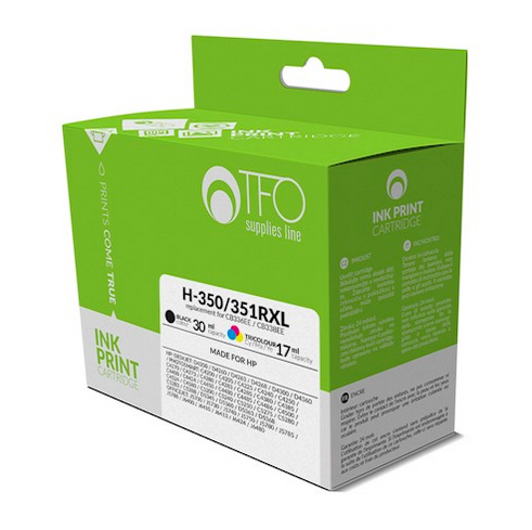 Tulostinmustepakkaus TFO HP H-350RXL + H-351RXL uudelleentäytetty - Musta + Tricolor