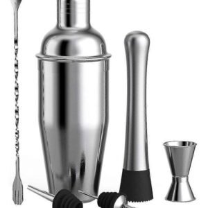 Sekoituslusikat Bartender Spoon, hopea+musta, 6 kpl
