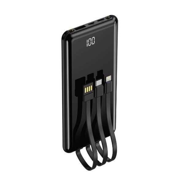 Setty power bank 10000 mAh with cables PB-WK-101 juodos spalvos