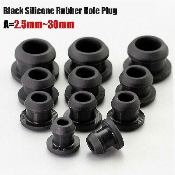 Silikonikumitulppa reikälle 2,5 mm ~ 30 mm musta peitetulppa putkille ORP10 kpl