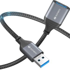 Sonero® usb-a–usb-a-datakaapeli, jatkokaapeli, usb a -tyypin kaapeli, usb 3.0, 5 gb/s, space grey/musta, 1,00 m