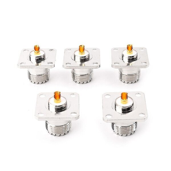 Sovitin UHF SO239, naaras, suora, hopea, 5 kpl