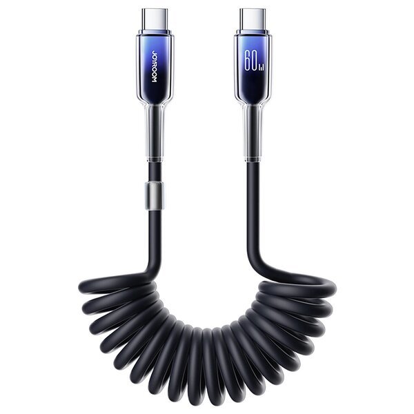 Spiraalinen USB-C - USB-C kaapeli 60W, 1.5 m