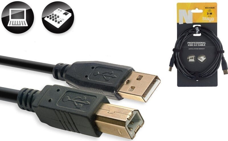 Stagg USB-A/m - USB-B/m, 3m