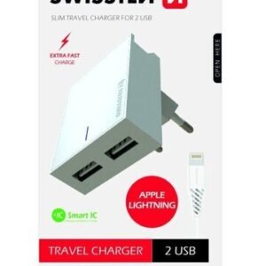 Swissten Premium Travel Charger USB 3А / 15W With Lightning (MD818) Cable 120 cm White
