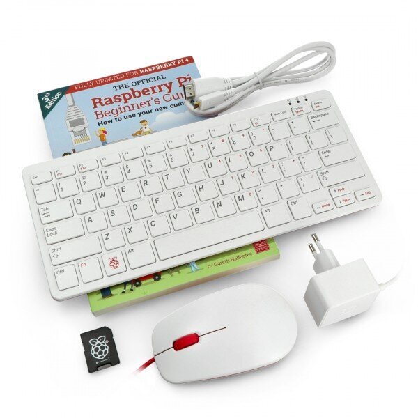 Tietokone Raspberry Pi 400 näppäimistöllä US 4GB 1.8GHz + viralliset tarvikkeet.