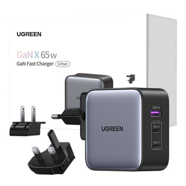 UGREEN Ugreen Nexode seinälaturi, 2x USB-C + USB, 65W