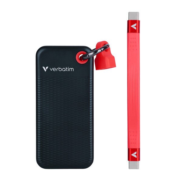 Ulkoinen SSD-levy Verbatim USB-C 3.2 Gen 2, 1TB, musta/punainen