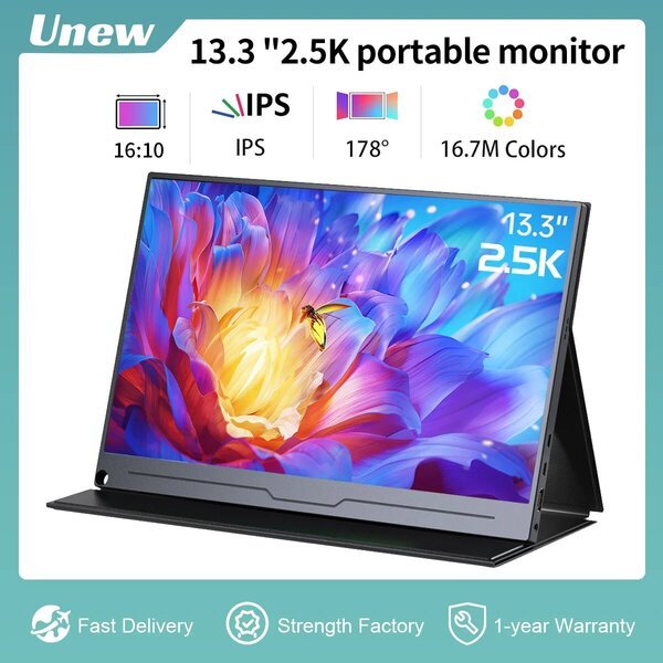 Unew 13.3'' 2.5K Kannettava näyttö USB-C HDMI:llä