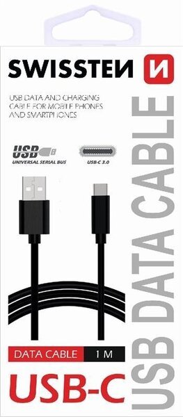 Universaali Yleiskaapeli Swissten USB-C 3.1 1.2 m musta