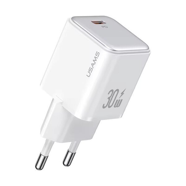 USAMS Laturi US-CC186 PD30W Type-C, Pikalataus, Valkoinen, EU