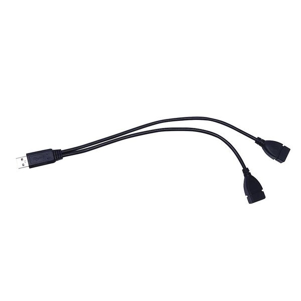 USB A -sovitin, 2x female, musta