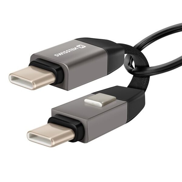 USB-C / USB-C Magneettikaapeli, Kompakti 9.7cm Avaimenperä Swissten Harmaa