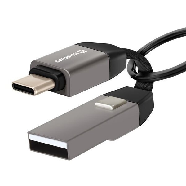 USB-C / USB Magneettikaapeli, Kompakti Avaimenperä 9.7cm Swissten Harmaa