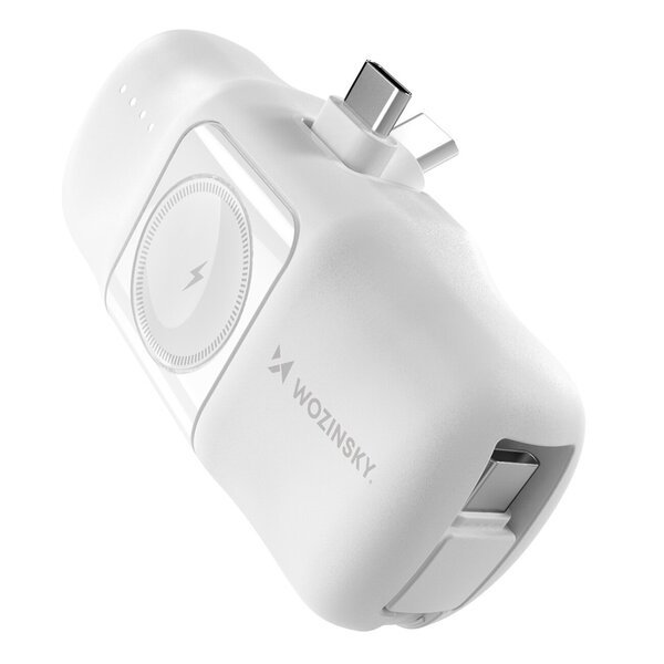 Virtalähde 5000mAh 15W USB-C:llä ja Apple Watch -laturilla, valkoinen