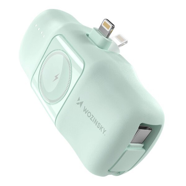 Virtalähde 5000mAh Lightning- ja Apple Watch -laturilla, vihreä