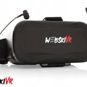 Virtuaalitodellisuuden 3D-lasit sisäänrakennetuilla kuulokkeilla ja magneettipainikkeella