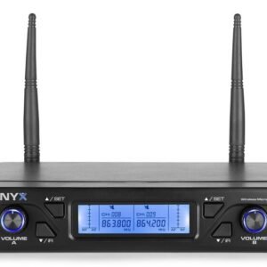 Vonyx Langaton WM62-mikrofoni UHF 16-kanavainen kahdella kämmenmikrofonilla