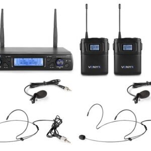 Vonyx Langaton WM62B-mikrofoni UHF 16Ch kahdella rungolla
