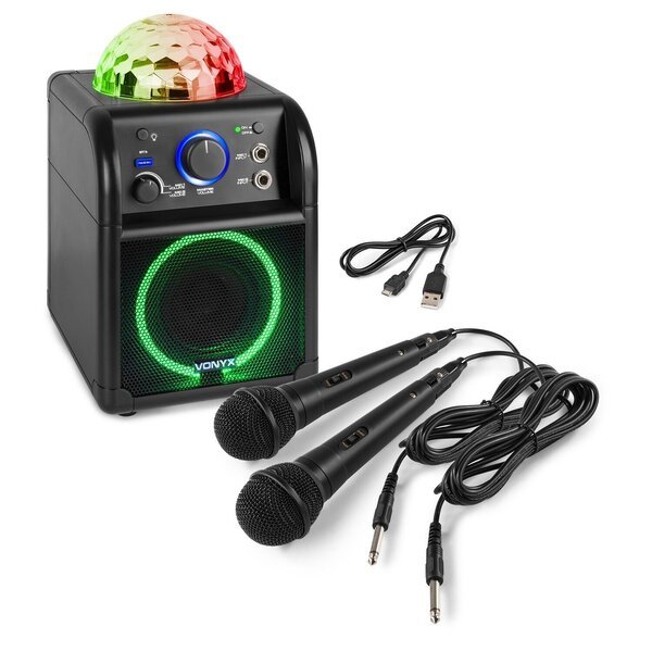 Vonyx SBS55B BT Karaoke-kaiutin LED-pallo, musta
