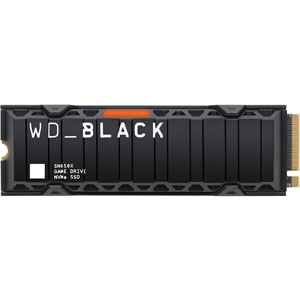 Western Digital SN850X musta + jäähdytyselementti 2 Tt NVMe SSD PCIe Gen4 Read 7300 MB/s (ar radiu) PC/PS5