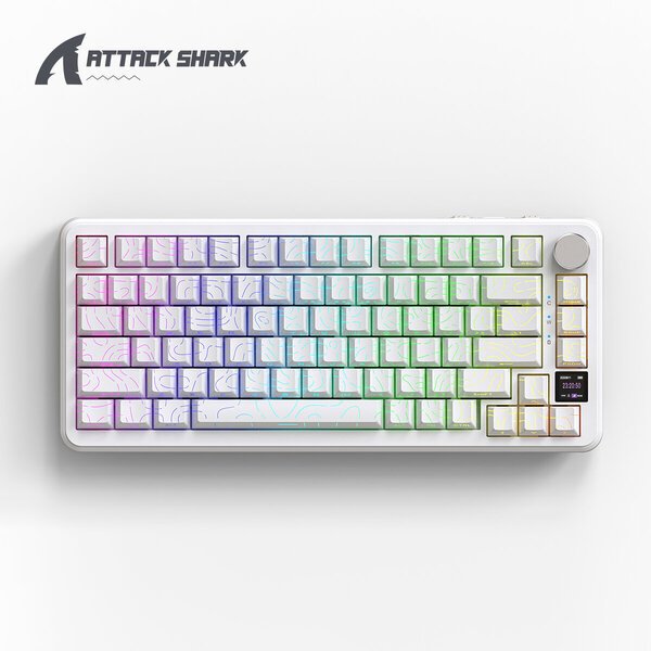 Attack Shark X85Pro Langaton mekaaninen näppäimistö, kevytmetallivankin älykäs näyttö, tiivistirakenne, täysimittainen kuumavaihto, Win/MacStarshine Black