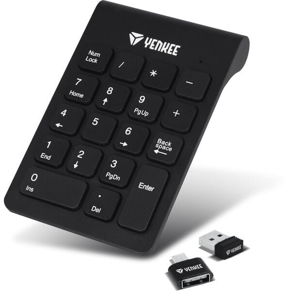 YENKEE - Langaton numeronäppäimistö YKB 4020 WL, C-tyypin sovitin, 2,4 GHz