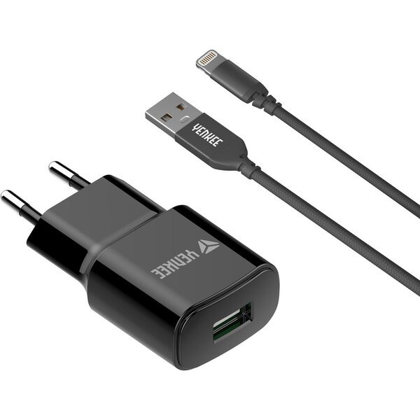 YENKEE laturi, USB-A, 12W + salama 2.4 A, 1m