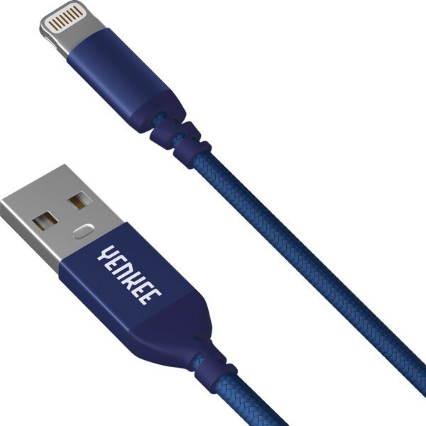 YENKEE - Punottu kaapeli, 2.0 USB A - Lightning, MFi-sertifioitu, 480 Mbps, 5V/2.4A, 10W, 1m, alumiinirunko, väritykseltään violetti.