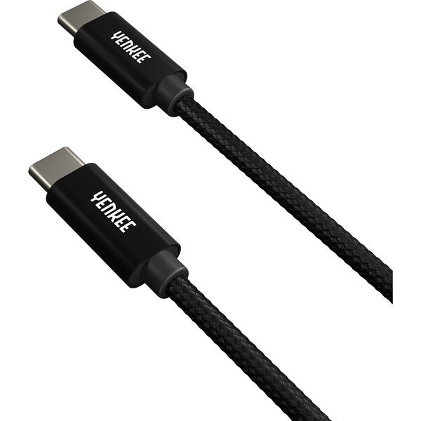 YENKEE - Punottu kaapeli, 2.0 USB C - USB C, 480 Mbps, 20V/3A, 60W, 1m, alumiinikotelo, väriltään musta.