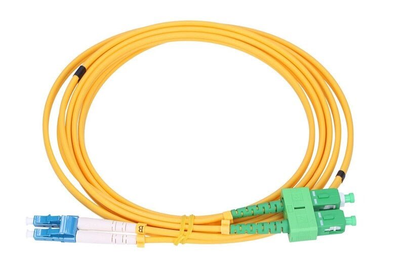 Yksimuotokuitukaapeli LC/UPC-SC/APC, PVC, 3mm, 1m, keltainen