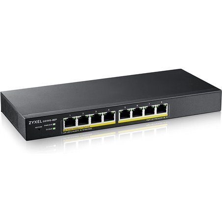 Zyxel GS1915-8EP Managed L2 Gigabit Ethernet (10/100/1000) Power over Ethernet (PoE) Musta
