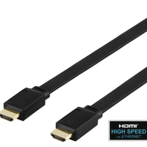 Deltaco Litteä nopea HDMI-kaapeli Ethernetillä, 2 m, musta