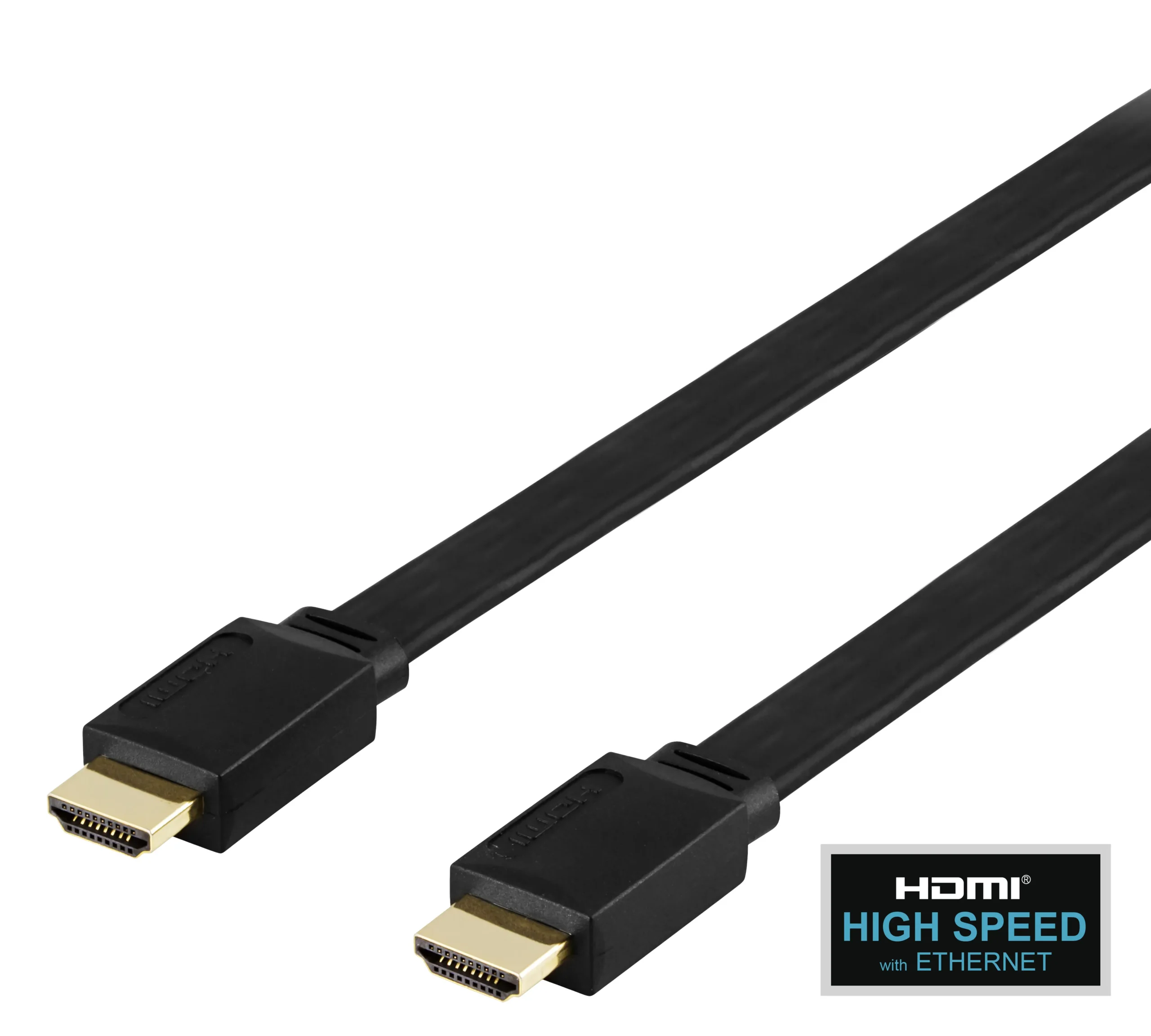 Deltaco Litteä nopea HDMI-kaapeli Ethernetillä, 1 m, musta