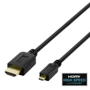 Deltaco Nopea HDMI-kaapeli / mikro-HDMI-kaapeli Ethernetillä, 2 m, musta