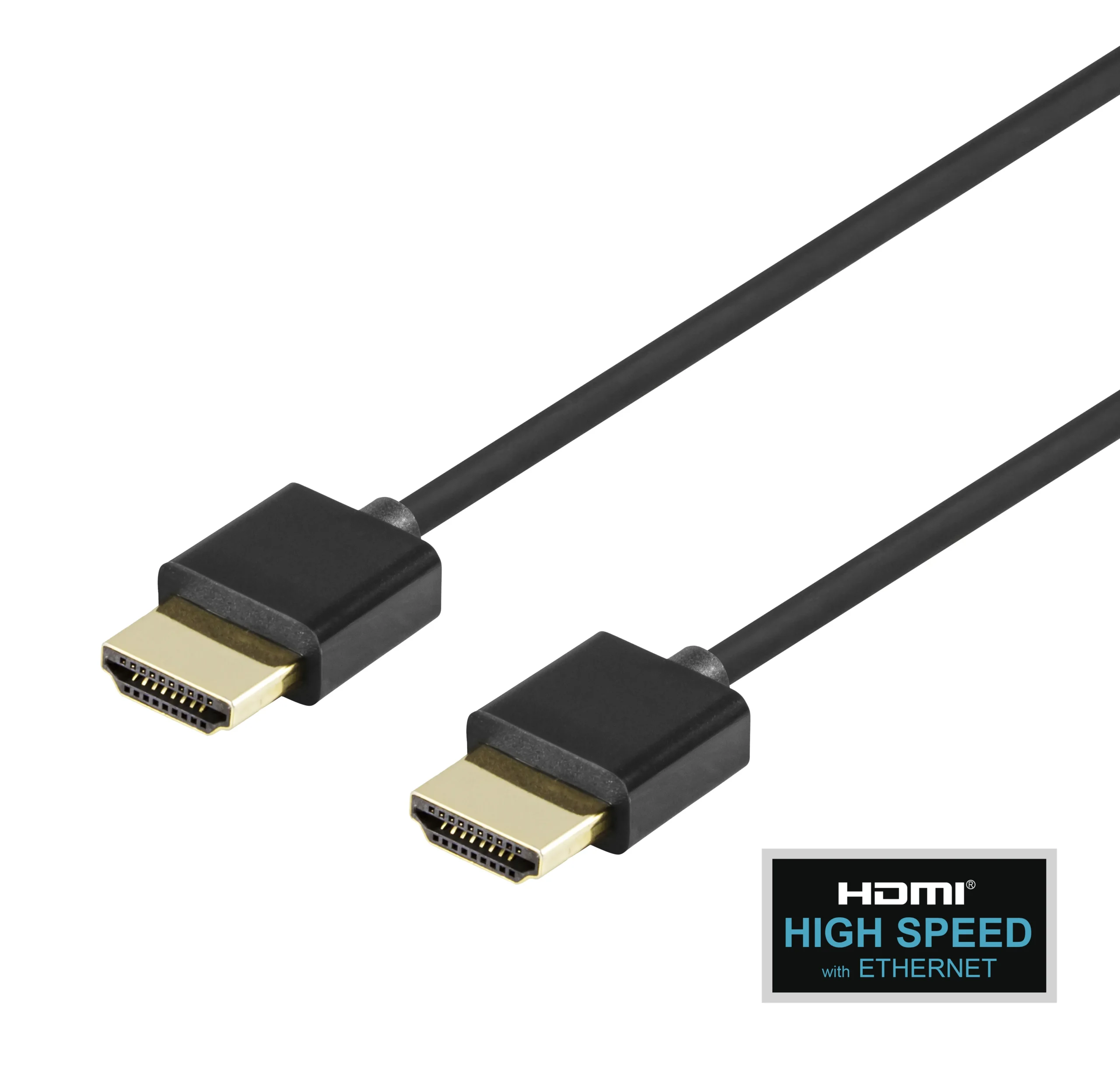 Deltaco Ohut nopea HDMI 2.0 -kaapeli Ethernetillä, 1 m, musta