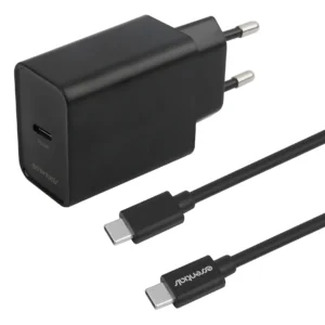Wall charger USB-C PD 20W, 1 m USB-C/C cable,black